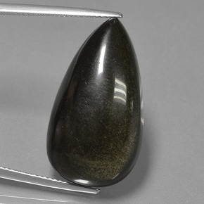 Ossidiana Lucentezza d'oro nero naturale da 24.14 ct, Forma a pera, Opaco