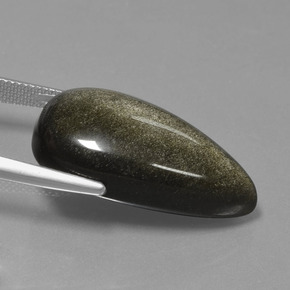 Ossidiana Lucentezza d'oro nero naturale da 24.14 ct, Forma a pera, Opaco