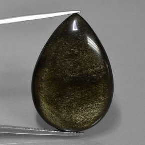 Ossidiana naturale nero da 36,35 ct, taglio a pera, opaco
