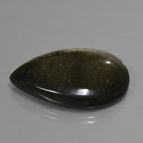 Ossidiana naturale nero da 36,35 ct, taglio a pera, opaco