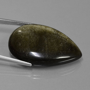Ossidiana naturale nero da 36,35 ct, taglio a pera, opaco