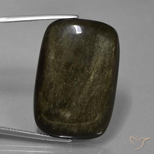 45.22ct Naturale Nero con riflessi dorati Ossidiana, Cuscino, Opaco