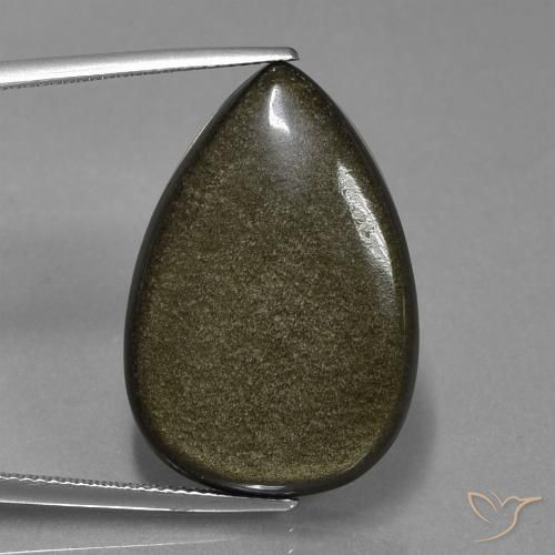 23.81ct Naturale Nero con Bronzo Ossidiana, Forma a pera, Opaco