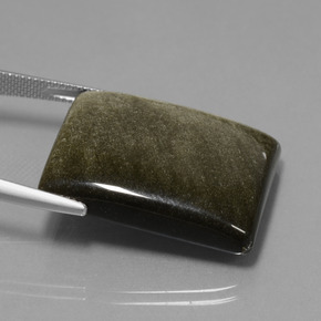 Ossidiana Lucentezza d'oro nero naturale da 39.20 ct, Taglio a baguette, Opaco