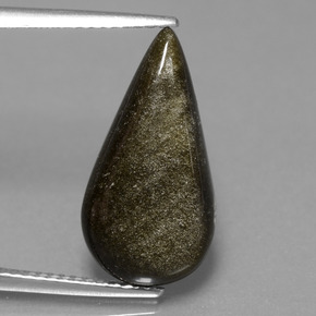 Ossidiana Patina dorata naturale da 5.09 ct, Forma a pera, Opaco