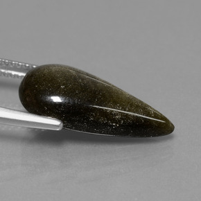 Ossidiana Patina dorata naturale da 5.09 ct, Forma a pera, Opaco