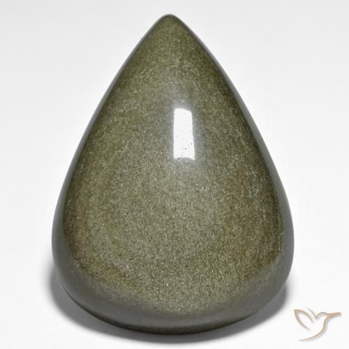 59.31ct Naturale Nero con riflessi dorati Ossidiana, Forma a pera, Opaco