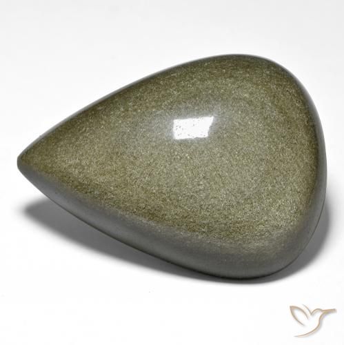 Ossidiana Nero con riflessi dorati naturale da 59.31 ct, Forma a pera, Opaco