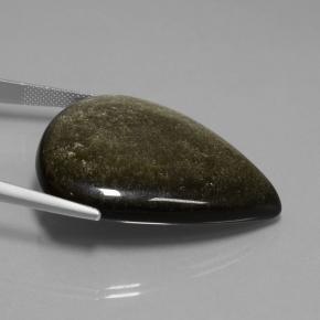 Ossidiana Nero lucido dorato naturale da 56.86 ct, Forma a pera, Opaco