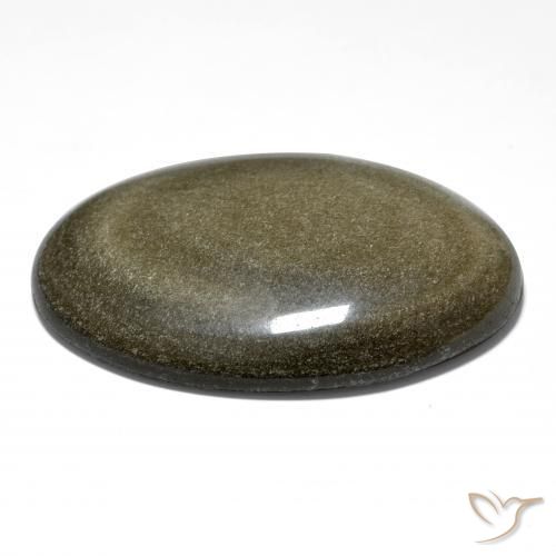 Ossidiana Nero con riflessi dorati naturale da 71.86 ct, Ovale, Opaco
