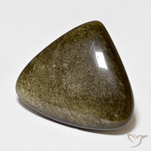 15.68ct Naturale Nero con riflessi dorati Ossidiana, Taglio trillion, Opaco