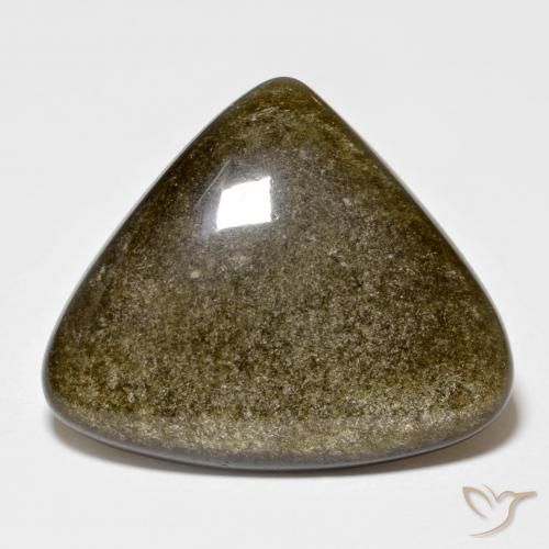 Ossidiana Nero con riflessi dorati naturale da 15.68 ct, Taglio trillion, Opaco
