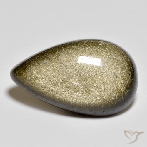 Ossidiana nero con riflessi dorati naturale da 13,44 ct, taglio a pera, opaco