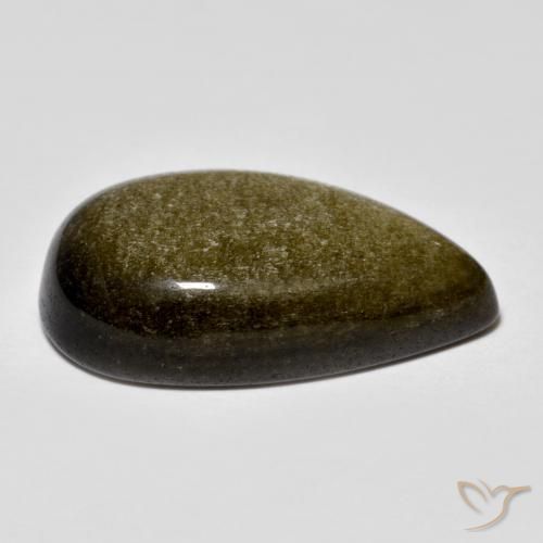 Ossidiana nero con riflessi dorati naturale da 13,44 ct, taglio a pera, opaco