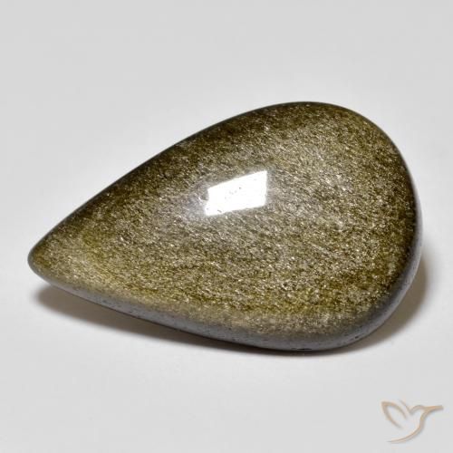 11.74ct Naturale Nero con riflessi dorati Ossidiana, Forma a pera, Opaco