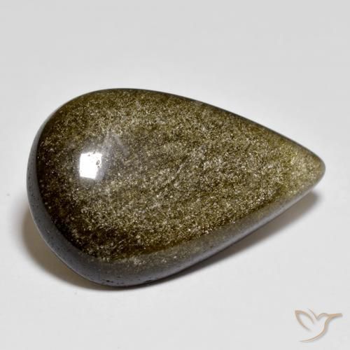 Ossidiana Nero con riflessi dorati naturale da 11.74 ct, Forma a pera, Opaco