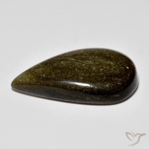 Ossidiana Nero con riflessi dorati naturale da 11.74 ct, Forma a pera, Opaco