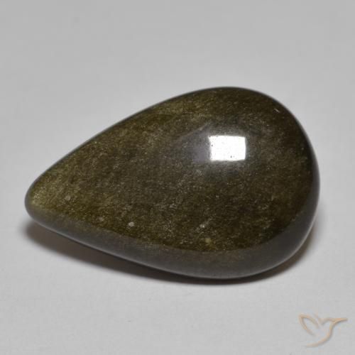 10.44ct Naturale Nero con riflessi dorati Ossidiana, Forma a pera, Opaco