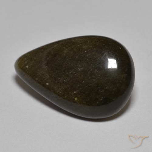 Ossidiana Nero con riflessi dorati naturale da 10.44 ct, Forma a pera, Opaco
