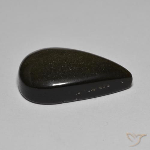 Ossidiana Nero con Bronzo naturale da 17.42 ct, Forma a pera, Opaco
