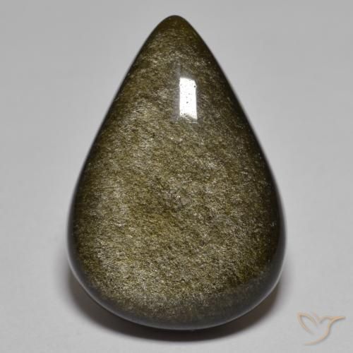 16.17ct Naturale Nero con Bronzo Ossidiana, Forma a pera, Opaco