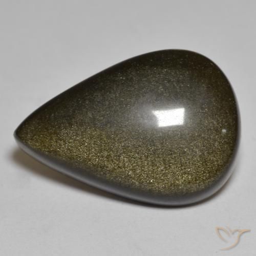 15.09ct Naturale Nero con riflessi dorati Ossidiana, Forma a pera, Opaco