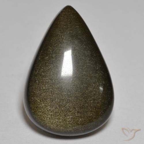 Ossidiana Nero con riflessi dorati naturale da 15.09 ct, Forma a pera, Opaco