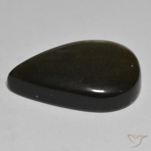 Ossidiana Nero con riflessi dorati naturale da 15.09 ct, Forma a pera, Opaco