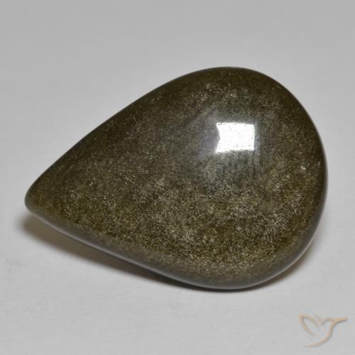 16.54ct Naturale Nero con Bronzo Ossidiana, Forma a pera, Opaco