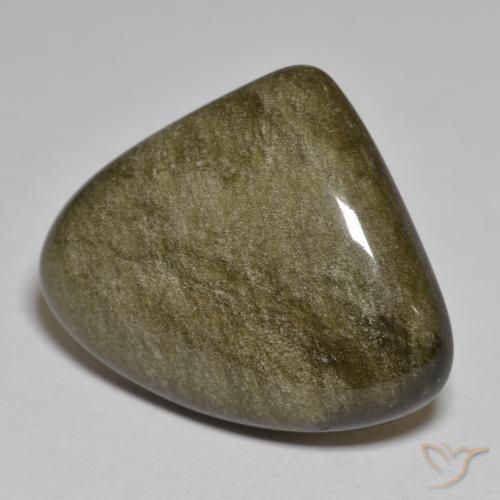 Ossidiana Nero con riflessi dorati naturale da 17.87 ct, Taglio trillion, Opaco