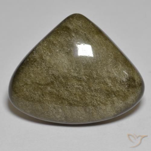 Ossidiana Nero con riflessi dorati naturale da 17.87 ct, Taglio trillion, Opaco