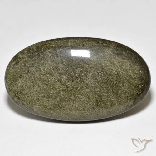 31.40ct Naturale Nero con riflessi dorati Ossidiana, Ovale, Opaco
