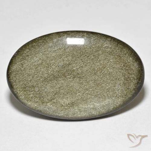 23.93ct Naturale Nero con riflessi dorati Ossidiana, Ovale, Opaco