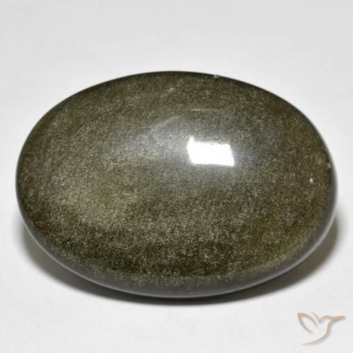 23.91ct Naturale Nero con riflessi dorati Ossidiana, Ovale, Opaco