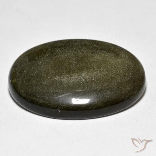Ossidiana Nero con riflessi dorati naturale da 23.91 ct, Ovale, Opaco