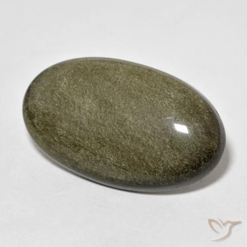 18.46ct Naturale Nero con riflessi dorati Ossidiana, Ovale, Opaco