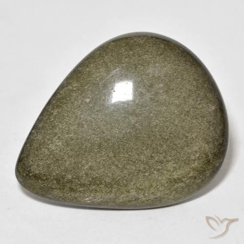 Ossidiana Nero con riflessi dorati naturale da 22.83 ct, Forma a pera, Opaco