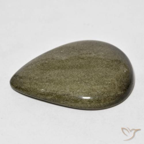 Ossidiana Nero con riflessi dorati naturale da 22.83 ct, Forma a pera, Opaco