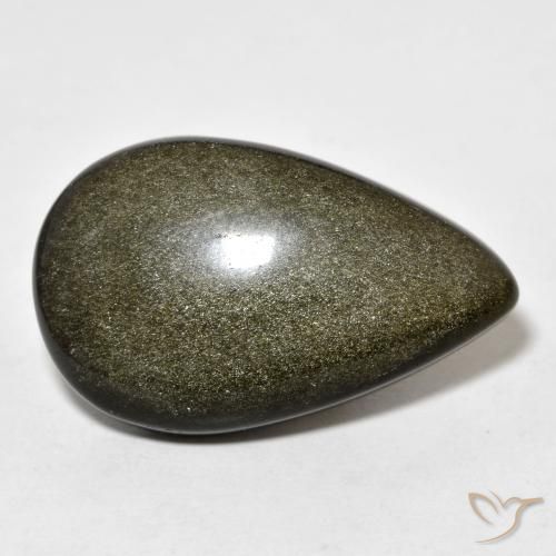 19.39ct Naturale Nero con riflessi dorati Ossidiana, Forma a pera, Opaco