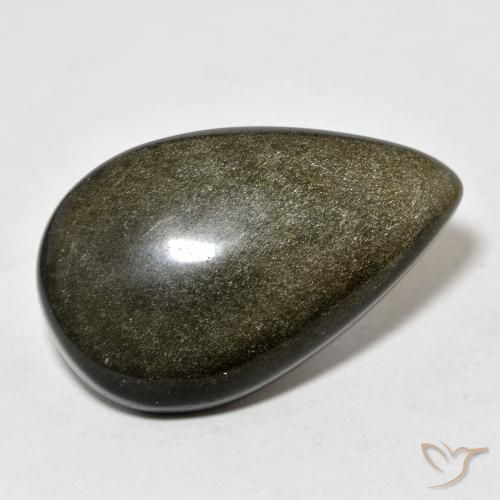 Ossidiana Nero con riflessi dorati naturale da 19.39 ct, Forma a pera, Opaco