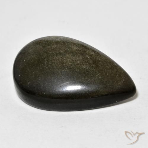Ossidiana Nero con riflessi dorati naturale da 19.39 ct, Forma a pera, Opaco