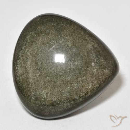 26.99ct Naturale Nero con riflessi dorati Ossidiana, Forma a pera, Opaco