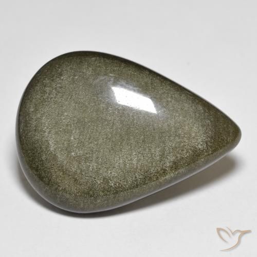 Ossidiana Nero con riflessi dorati naturale da 28.97 ct, Forma a pera, Opaco