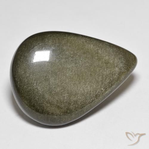 Ossidiana Nero con riflessi dorati naturale da 28.97 ct, Forma a pera, Opaco