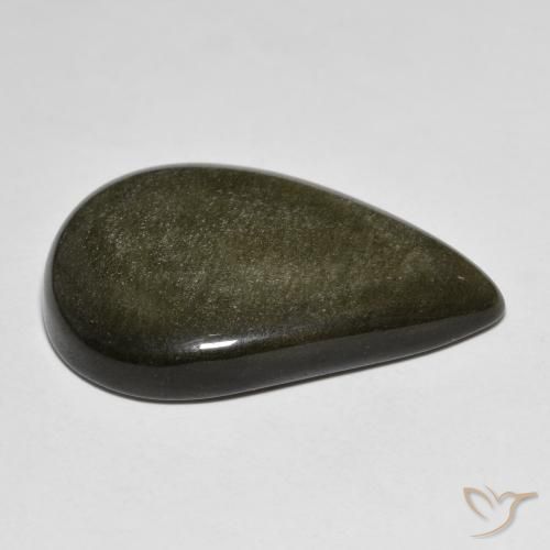Ossidiana Nero con riflessi dorati naturale da 28.97 ct, Forma a pera, Opaco