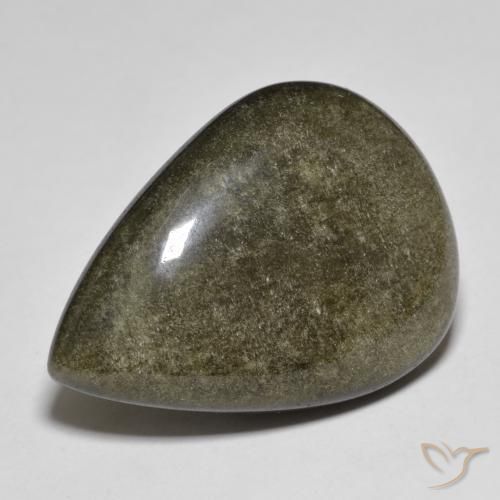 Ossidiana Nero con riflessi dorati naturale da 27.67 ct, Forma a pera, Opaco