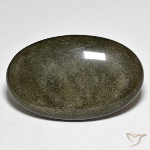31.53ct Naturale Nero con riflessi dorati Ossidiana, Ovale, Opaco