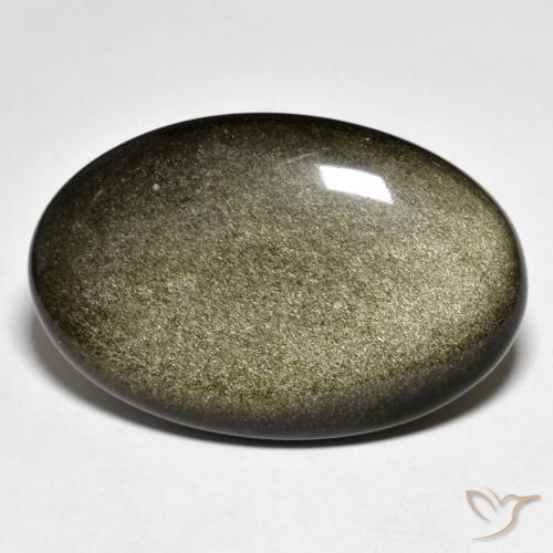 30.47ct Naturale Nero con riflessi dorati Ossidiana, Ovale, Opaco