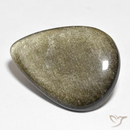 Ossidiana Nero con riflessi dorati naturale da 19.79 ct, Forma a pera, Opaco