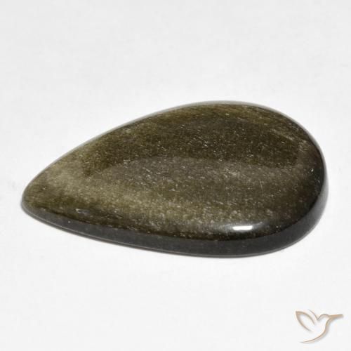 Ossidiana Nero con riflessi dorati naturale da 19.79 ct, Forma a pera, Opaco